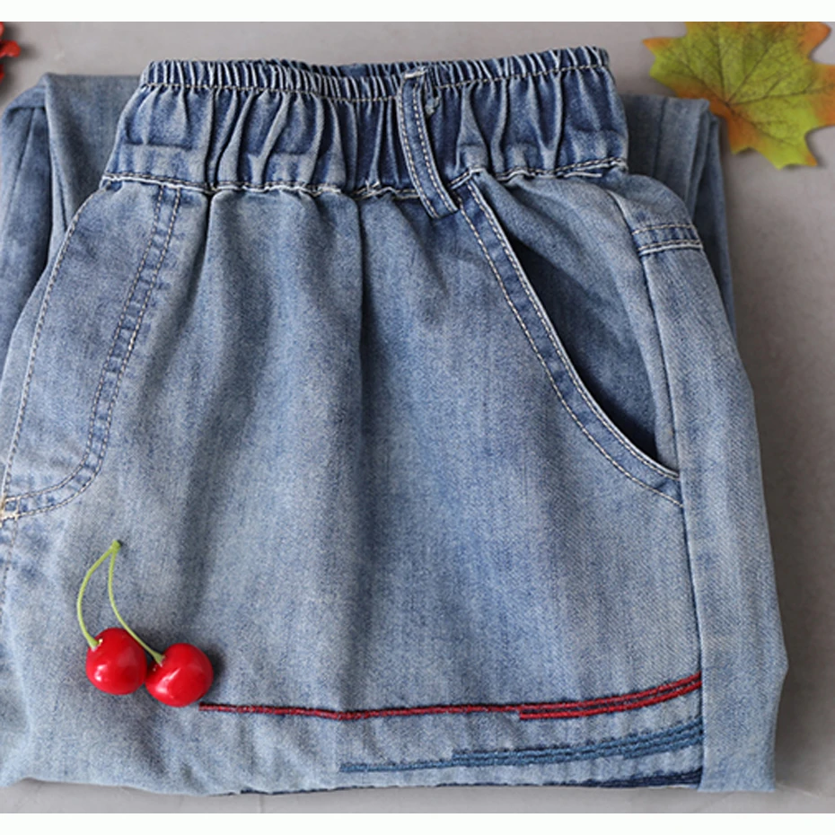 Women Denim Harem Pants Bottom Jeans Trousers for Ladies Big Loose Embroidery Distressed Fashion Casual Retro Vintage AZ44223417