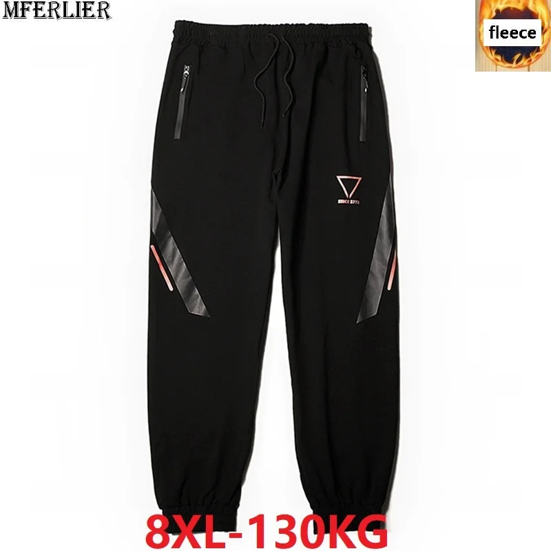 

autumn winter men sports sweatpants fleece plus size big 6XL 7XL 8XL geometric print pants casual Elastic waist pencil pants 48