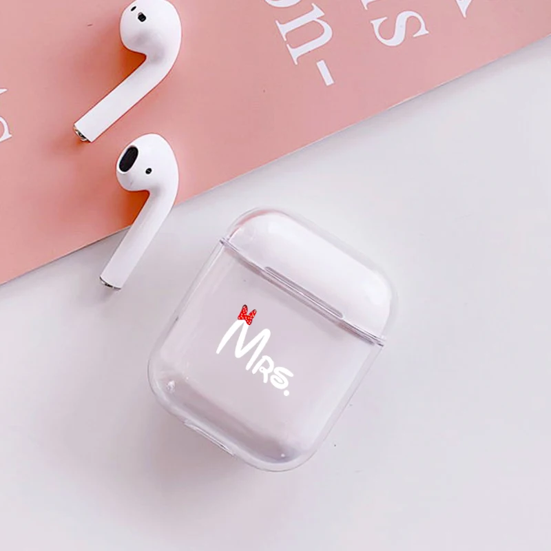 Роскошные слова пара наушники чехол для Apple airpods Mr Mrs Bluetooth наушники чехол для Airpods наушники жесткие элементы чехол