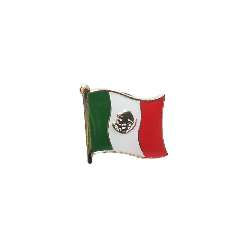 Lapel Pins Mexico National Flag Crystal Epoxy Metal Enamel Badge Brooch Souvenir Suit Commemorative Gifts