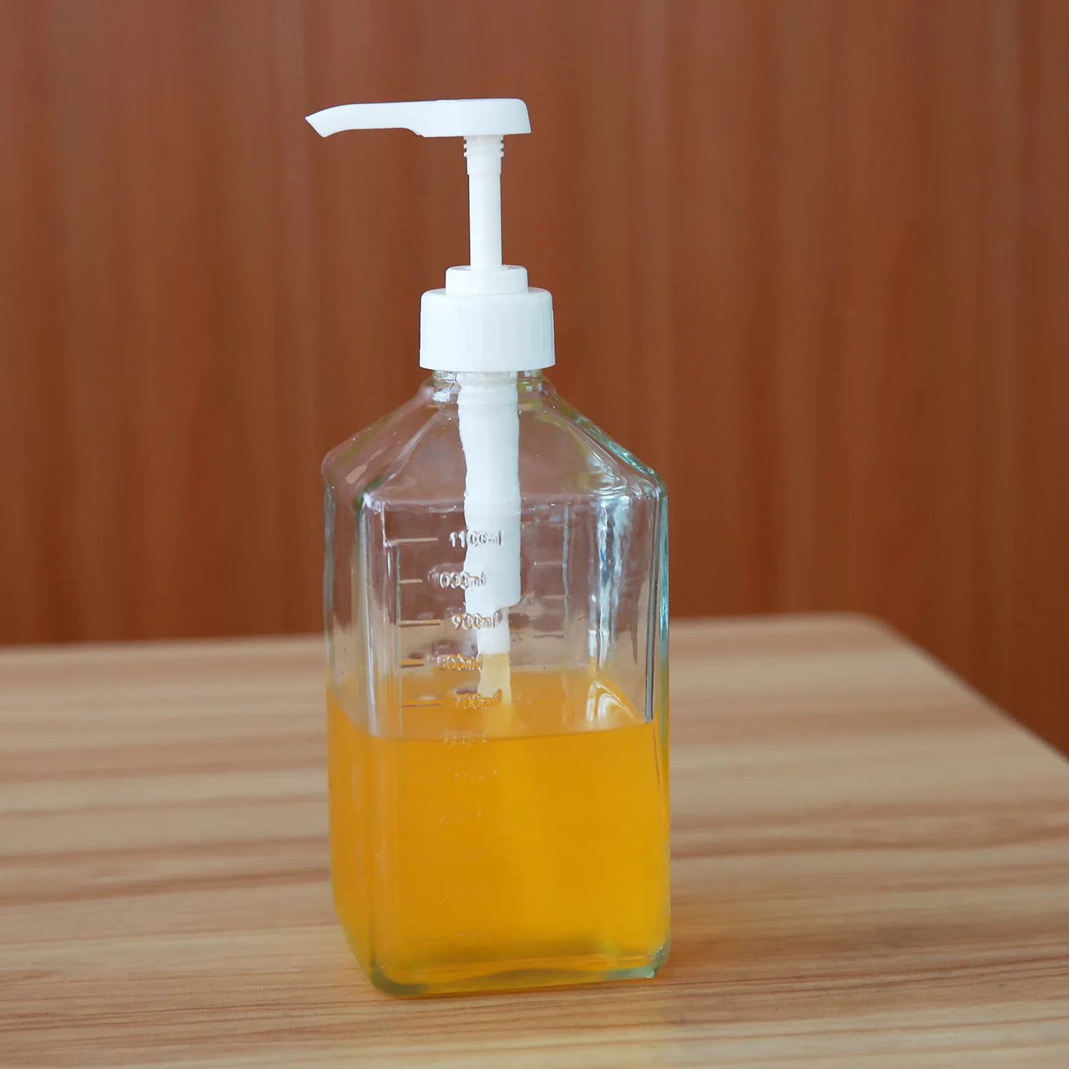 Tea Shop with Sugar Pump Bottle Juicer Pumping Sugar Maker Glass Hand Pressure Fructose Batchmetre 10cc Sugar Pump Bottle 1.1 L