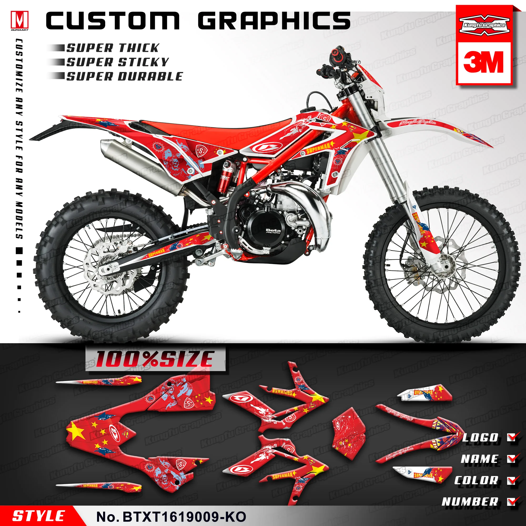 KUNGFU графика пользовательский графический дизайн Dirt Bike Наклейка Набор стикеров