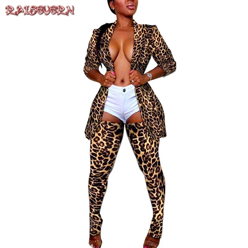 Raisvern размера плюс Камуфляжный леопардовый комплект из двух предметов для женщин рейв фестивальный топ брюки осень 2 шт соответствующие наборы сексуальный наряд для дня рождения