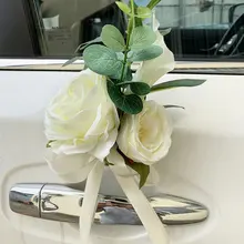 custom made New Creative Wedding Car Decoration Flower Door Handles Rearview Mirror Decorate Artificial Flower Accessories
