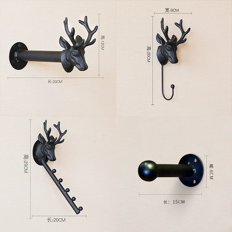 

Clothing Store Showing Stand on Wall Hanging Iron Art Point Hanging Retro Wall Hook Men's WOMEN'S Clothing Store Clothes Hook Fr