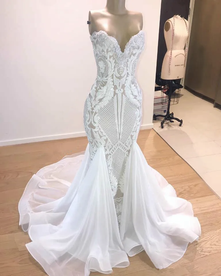 Скромная Русалка Кружева Свадебные платья vestido de novia Свадебные платья для любимой развертки поезд настоящая фотография свадебное платье ручной работы