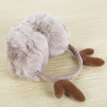 GAOKE Novelty Cute Antlers Fur Winter Earmuffs Women Warm Earmuffs Ear Warmer Gift For Girl Cover Ears Super Soft Plush Ear Muff