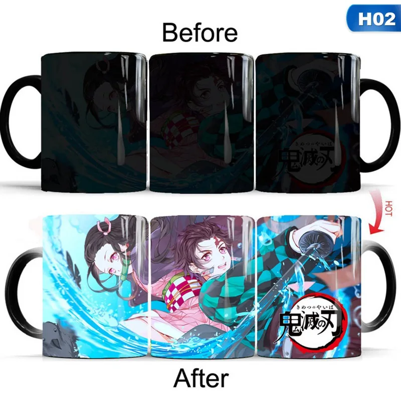 Аниме Demon Slayer: Kimetsu No Yaiba Термочувствительная кружка меняющая цвет мультфильм аниме кофейные чашки