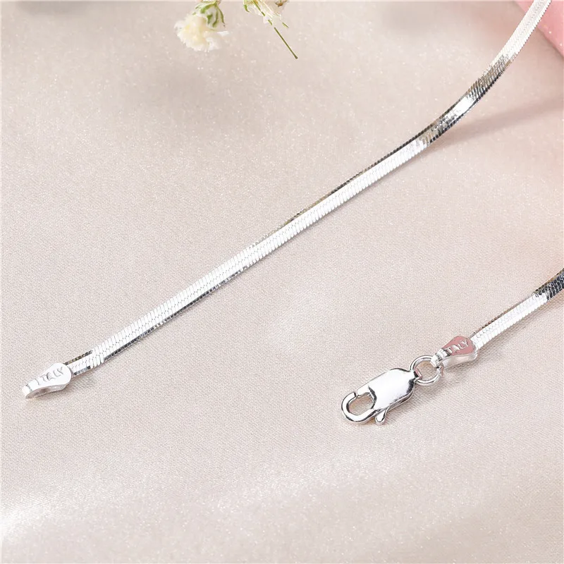 

" Fake One Penalty Ten " 1.7MM/W 925 Sterling Silver Plated 18K Gold Flat Snake Bone Necklace Chains Jewelry Making Findings
