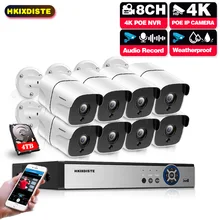 

H.265+ 8CH 4K 8MP HD POE NVR Kit CCTV Security System Audio Record AI IP Camera Outdoor Waterproof Video Surveillance Camera Set