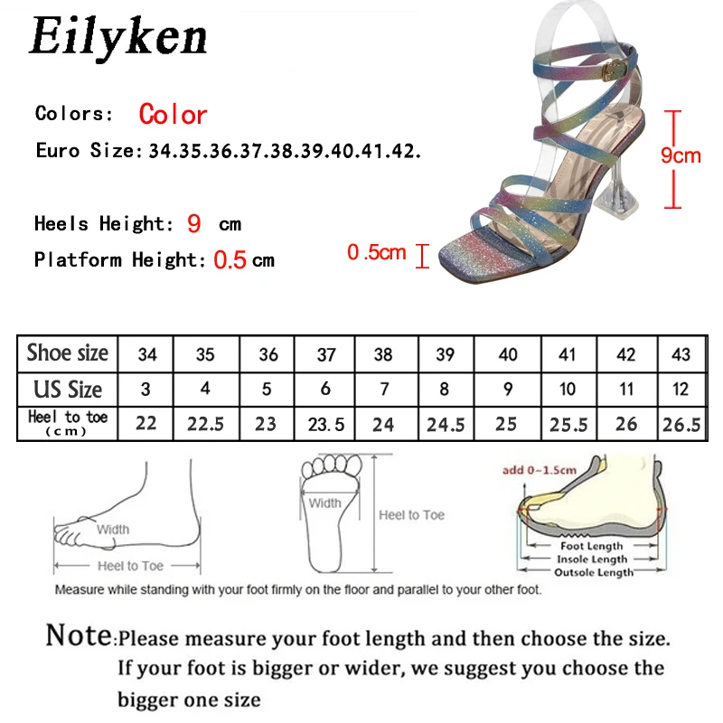 Eilyken/Элегантные модельные туфли с ремешком на щиколотке и пряжкой на щиколотке из прозрачного ПВХ неонового цвета; Летние босоножки на высоком каблуке