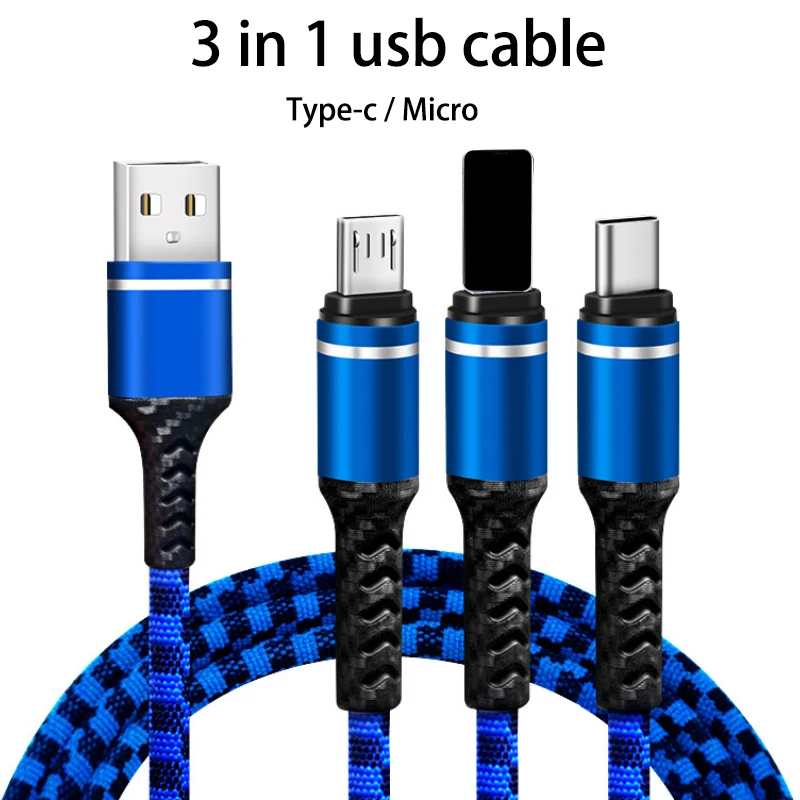 Кабель Usb 3 в 1 Micro Type-c для Samsung S21 Note20 S9 Xiaomi Huawei P30 Mate20 | Мобильные телефоны и