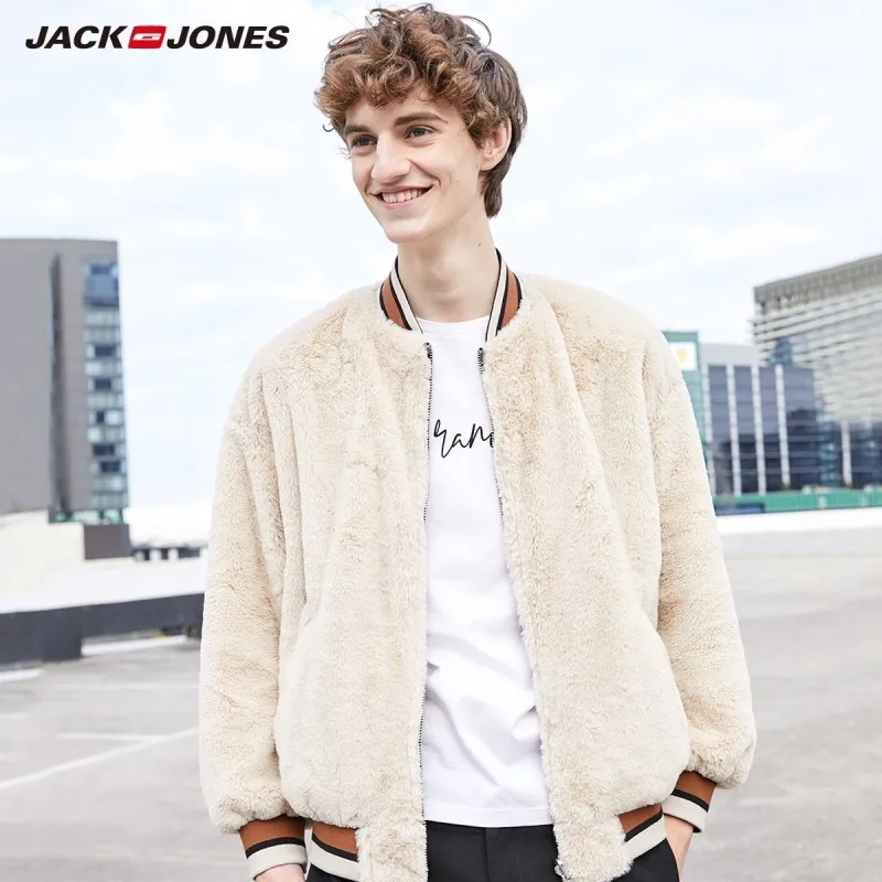 JackJones Мужская двухсторонняя бейсбольная куртка с воротником из ворсовой ткани 219309516 - Цвет: MOON