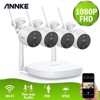 

ANNKE Security Home Video Audio Outdoor IP Camera 1080P Wifi Mini 4CH NVR Kit Wireless CCTV Security Surveillance Camera System