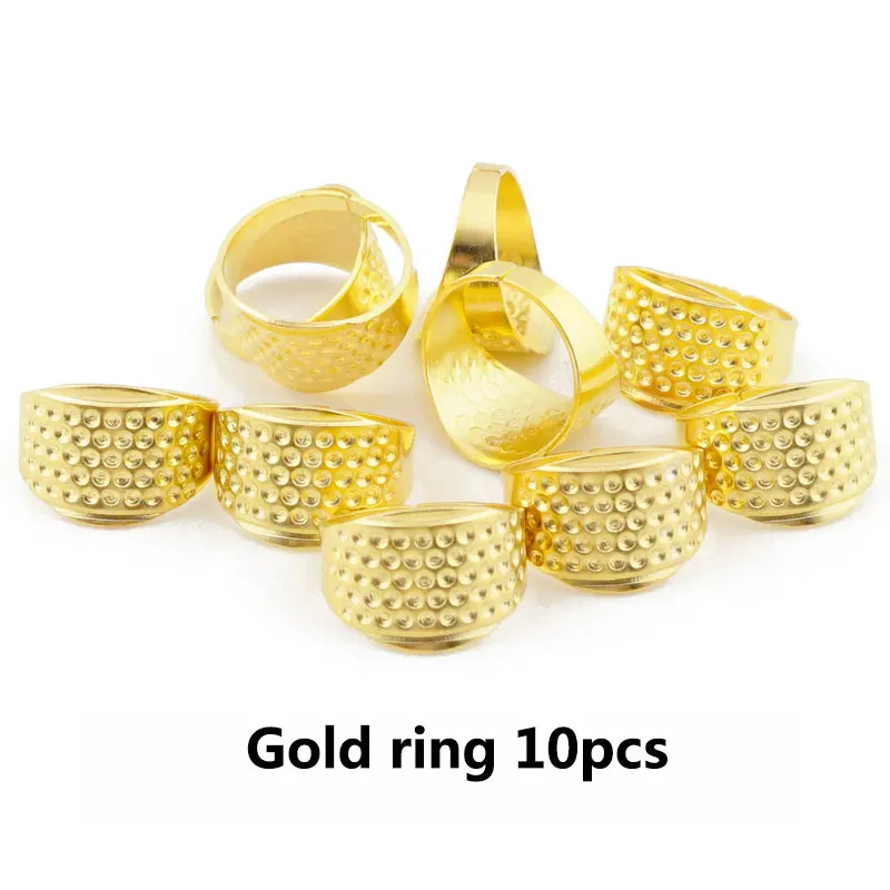 Силиконовые золотые металлические защитные ударные Иглы Швейные аксессуары для вязания рукоделие Палец кончик сшивание кольцо-наперсток - Цвет: Golden 10pcs