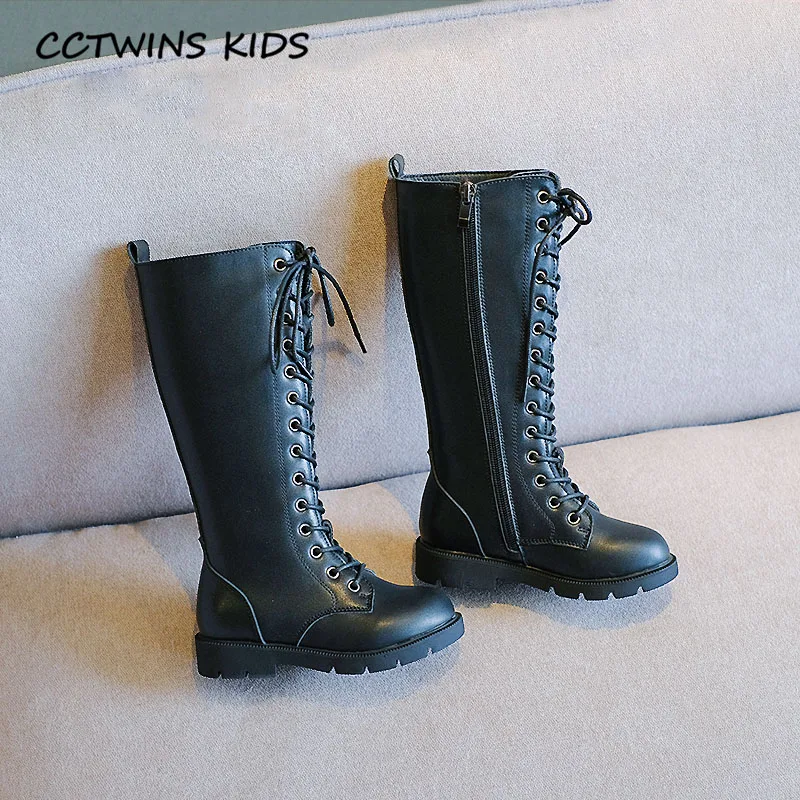 CCTWINS/детская обувь; коллекция года; зимние детские модные сапоги до колена; брендовые теплые сапоги для девочек; брендовая черная обувь для малышей; HB054
