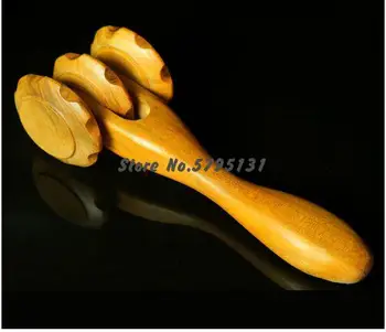 

Thin Leg Massage Roller Solid Wood Back Massage Stick Wooden Lunar Rover Hand Push Leg Neck Waist Massage Wheel Device