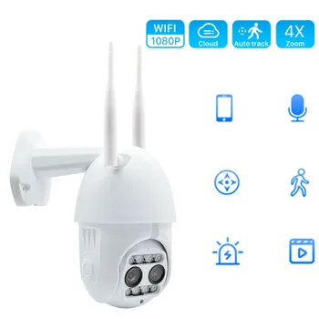 

NEW Cloud 1080P Wifi PTZ Camera 128G Outdoor Tracking CCTV Home Security IP Camera 8X Digital Zoom Speed Dome Camera Siren Light