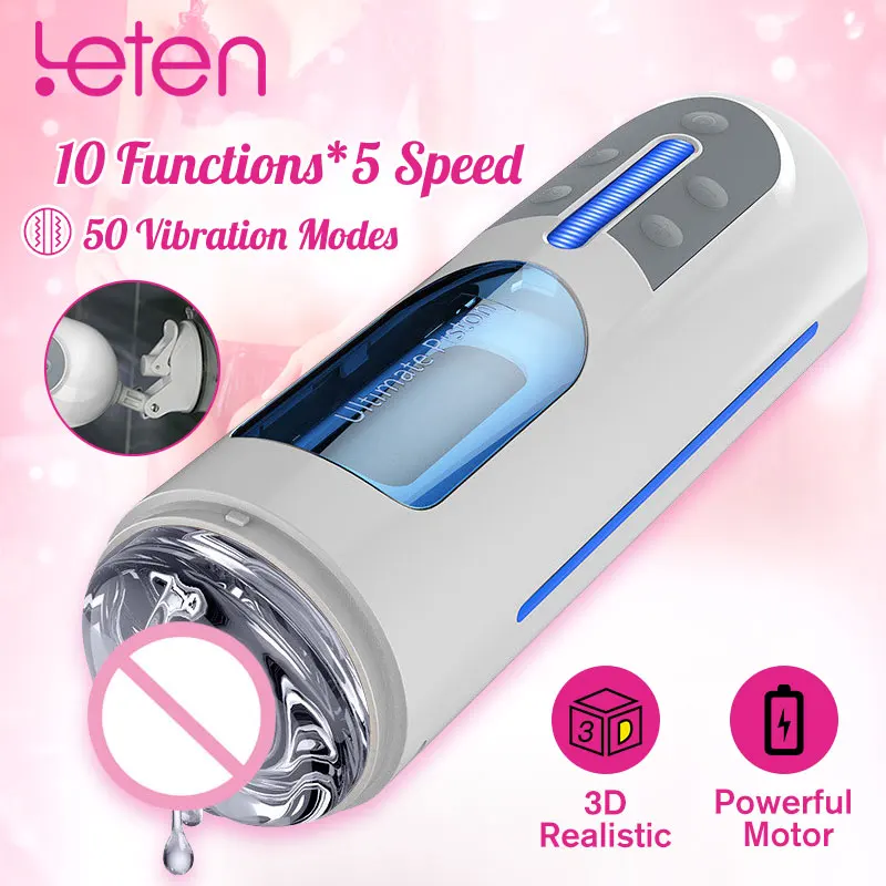  Masturbador vibrador Leten hombres USB carga taza de masturbación automática ventosa de silicona Va
