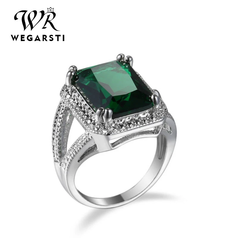 WEGARSTI New Big Promotion 925 Sterling Silver Square Gemstones Finger Rings For Women Sparkling CZ Wedding Engagement Jewelry WEGARSTI New Big Promotion 925 Sterling Silver Square Gemstones Finger Rings For Women Sparkling CZ Wedding Engagement Jewelry