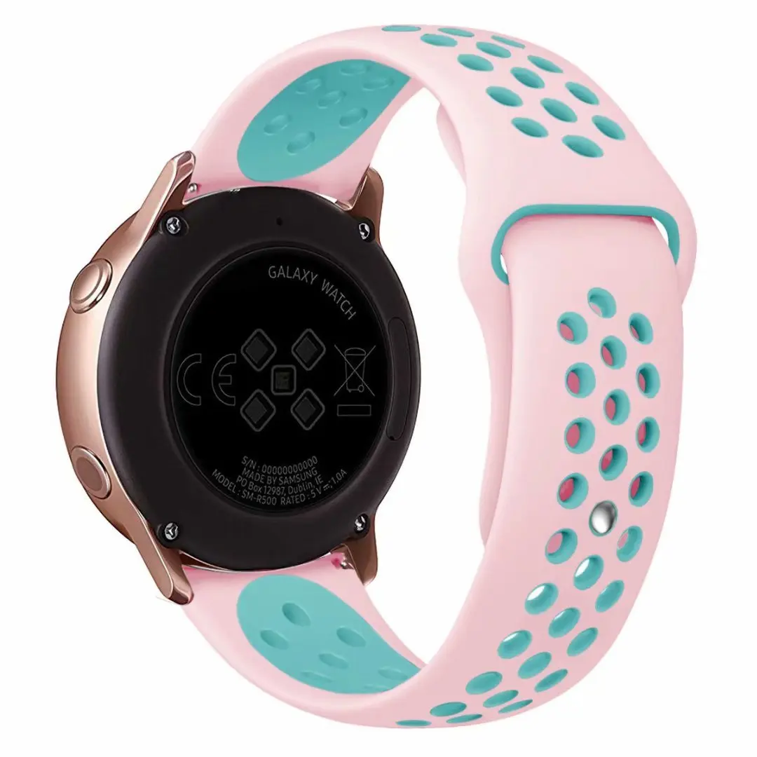 22 мм 20 мм спортивный ремешок для samsung gear Sport S2 S3 Galaxy Watch Active 42 мм 46 мм силиконовый ремешок для Huami Pebble Time huawei gt 2 - Цвет ремешка: pink green