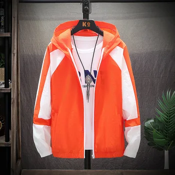 

Summer Jacket Men Ultra-thin Suntan-proof Outerwear Contrast Color Hooded Sun-protection Outdoor Tour Windbreaker Coats Male