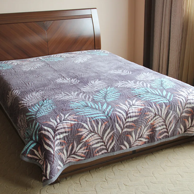 

Winter Flannel Bedspread Printed Quilt 1-Piece Quilted Quilts Bed Cover Sheets Queen Size AB-side Thicken Blanket Warm