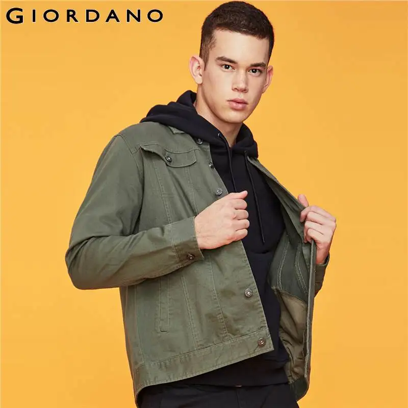 Giordano мужская джинсовая классическая рубашка с накладными карманами из натурального хлопка