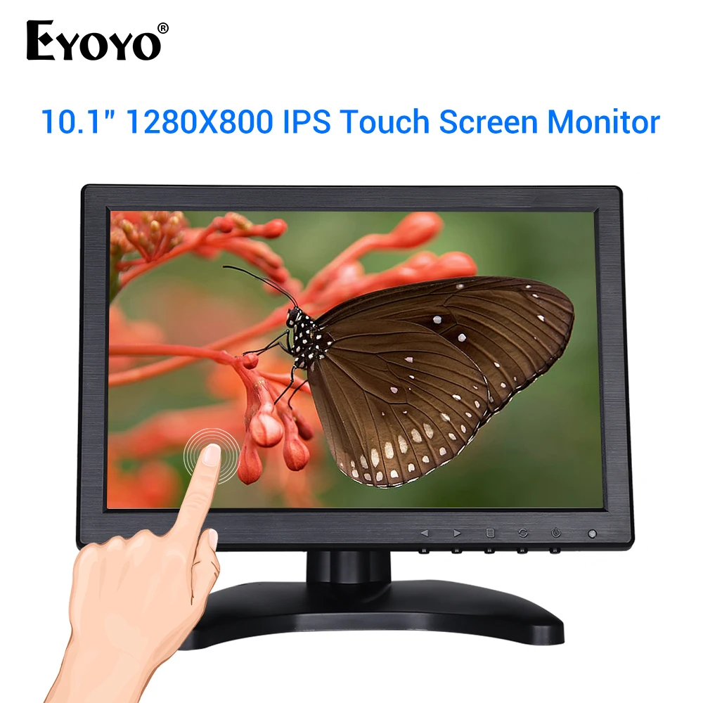 

Eyoyo EM10W 10.1" monitor HD 1280x800 Touch screen with VGA HDMI USB Speaker industrial Capacitive LCD display for Computer PC