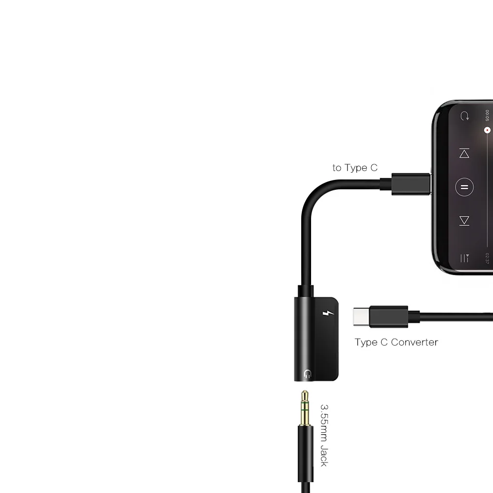 Type C Earphones Converter Type C Turn 3 5 Size Adapter Cable Charging Listening to Music 4