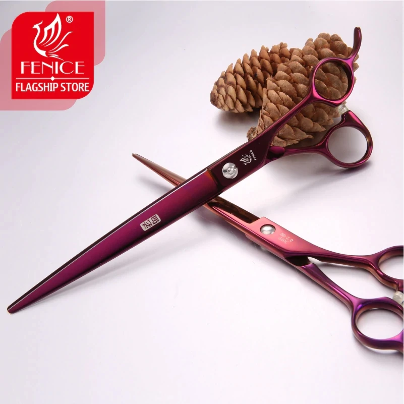 Fenice Professional Pet Grooming Scissors Set Purple Straight Curved Thinning Dog Hair Shear JP440C