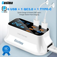 Gusima Multi Port USB Charger HUB Quick Charge 3.0 8 Port Desktop Multiple USB Charger Station LED Display Fast Charging EU US UK Plug цена Gusima Multi Port USB Charger HUB Quick Charge 3.0 8 Port Desktop Multiple USB Charger Station LED Display Fast Charging EU US UK Plug цены онлайн