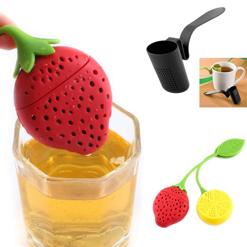 

1Pc Tea Strainer Silicone Strawberry Lemon Design Loose Tea Leaf Strainer Bag Herbal Spice Infuser Filter Tools