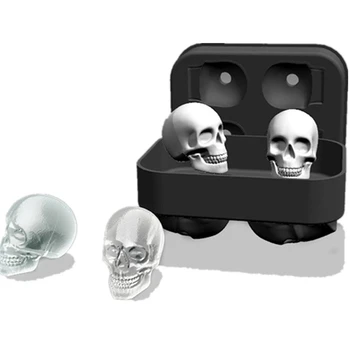 

3D Large Skull Bar Form Whiskey Tools Wine Chocolate Tray Party Pudding Ice for ice Silicone Kitchen Cream Mold