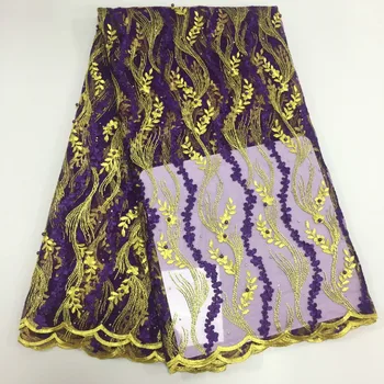 

African Mesh Lace Fabric With Beads 2020 High quality French Nigerian Embroidered Tulle Lace Fabric For Wedding Dress