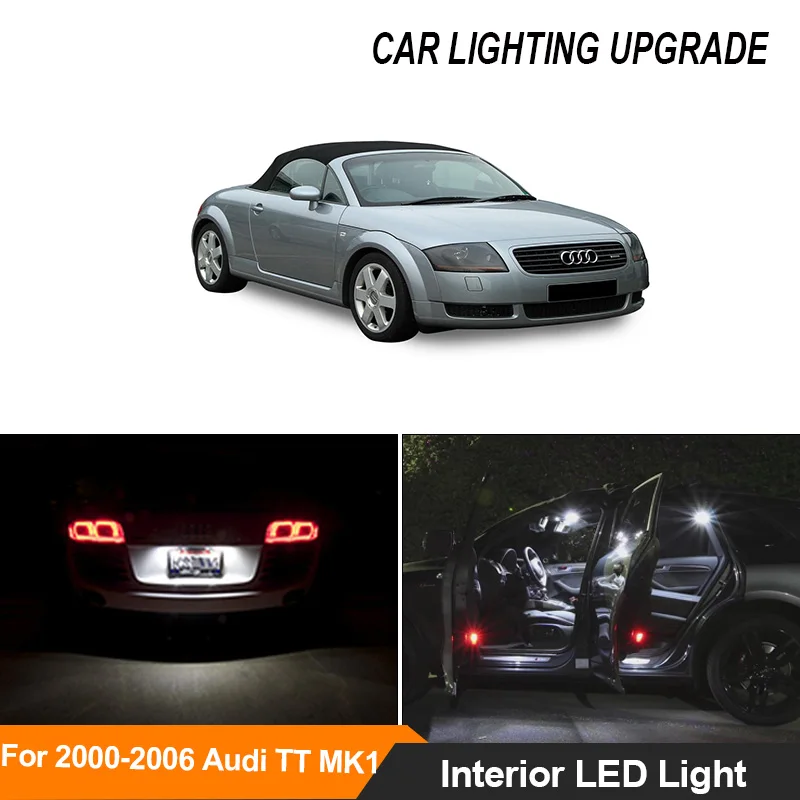 

14pc Canbus nterior LED Light Kit For 2000-2005 2006 Audi TT MK1 White Led Map Dome Step License plate light Courtesy Light
