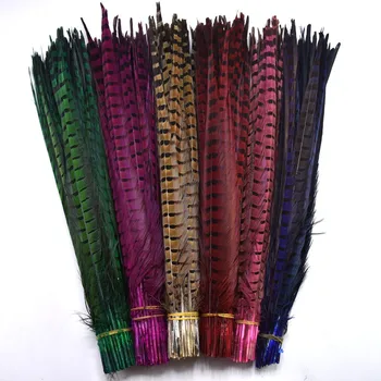 

50Pcs/ Lot 50-55CM Dyed Plumas Ringneck Pheasant Tail Feathers Carnival Clothing Headdress DIY Home Party Feathers Decorative