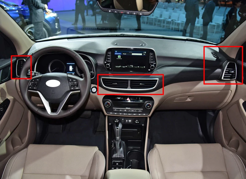 Для hyundai Tucson автомобильные аксессуары из углеродного волокна стиль вентиляционное отверстие крышка приборной панели отделка