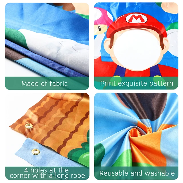 Mario Brother Photo Booth Props Photography Backdrops Mario Brother Themed Photo Door Banner with Rope Party Decor Supplies 5