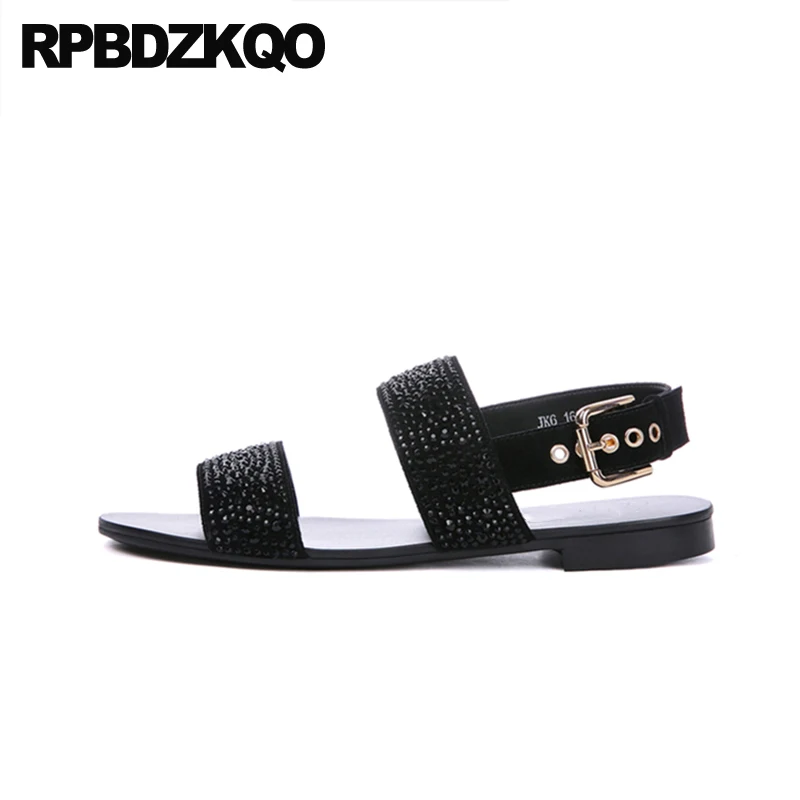 black roman size 46 rhinestone italian native shoes plus genuine leather 45 high quality men gladiator sandals summer gold strap