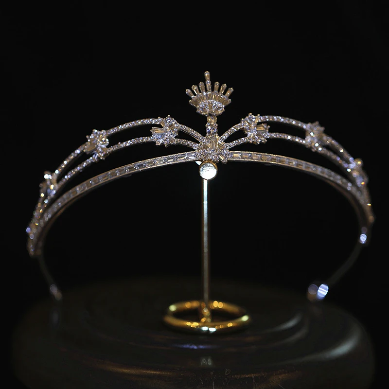 Coroas de Noiva Festa de Casamento Acessórios de Cabelo Niushuya Deslumbrante Cristal Tiara Noiva Bandana Princesa Diadem Headpieces Casamento 1 Joias e Acessórios