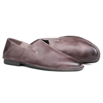 

Slip On Mens Genuine Leather Cow Autumn New Fashion Loafers Male Casual Shoes Sapatenis Masculinos Casual Large Size 39-44 Brown