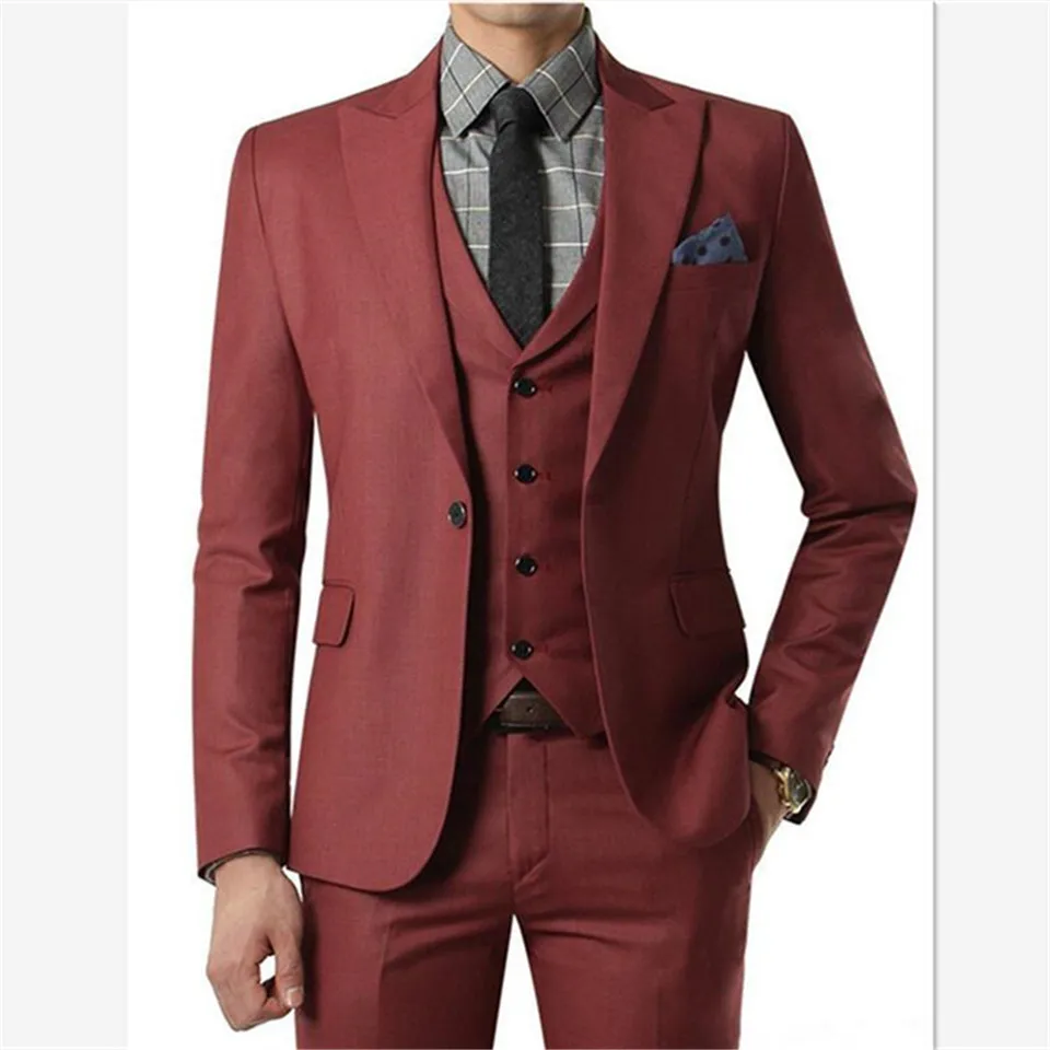 Классический мужской костюм смокинг Noivo Terno Slim Fit Easculino вечерние костюмы для мужчин цвет красного вина Свадебные смокинги Женихи один бу
