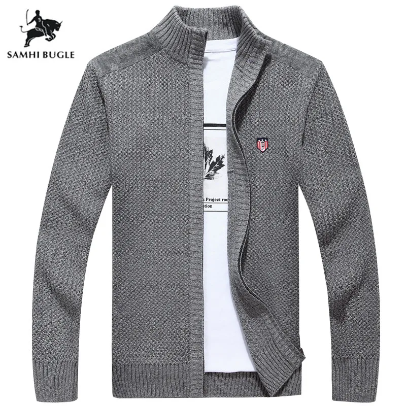Mens Sweaters for 2019 Autumn Winter Brand Sweater Men 100% Cotton Pure Color Zipper Cardigan Sweater Men Turtleneck Sweater