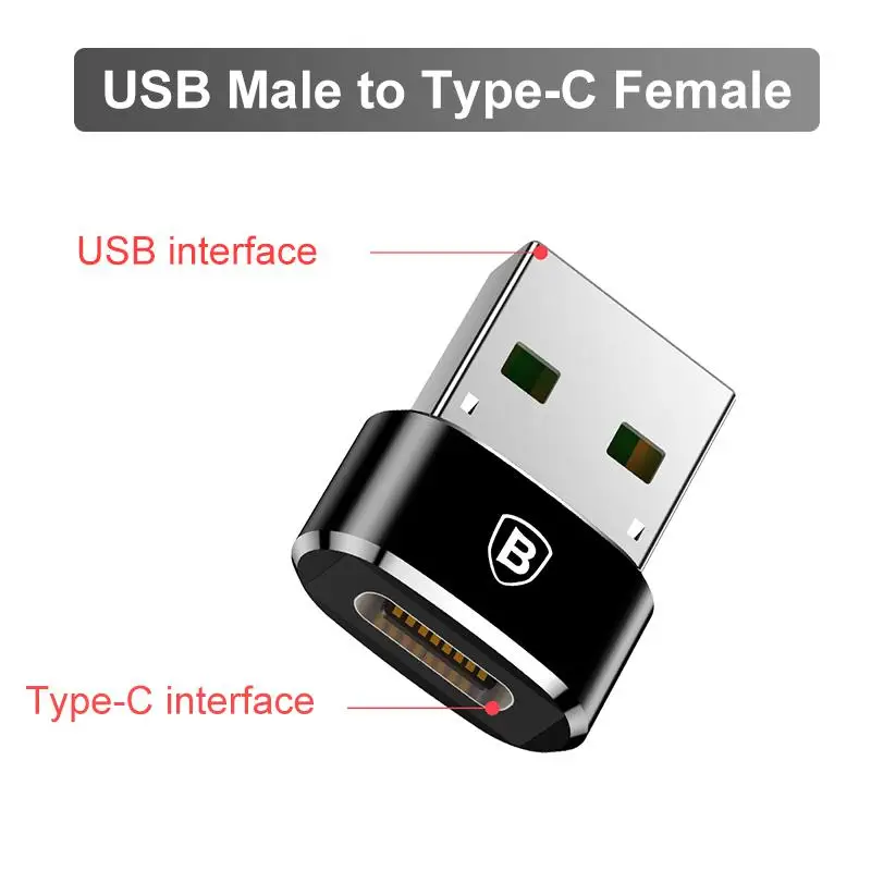 Адаптер Baseus USB на usb type C OTG USB-C конвертер type-c адаптер для Macbook для samsung S10 Xiaomi huawei USB OTG разъем - Цвет: USB to Type C Female