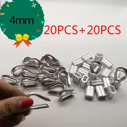 Manchons ovales en Aluminium à Double trou pour le sertissage de câbles métalliques, diamètre 4mm M4, 20 pièces 