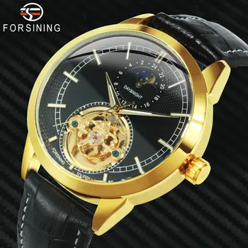 

2020 Mens Watches Top Brand Luxury FORSINING Automatic Mechanical Watch Men Skeleton Dial Sun Moon Display Fashion Dress Clock
