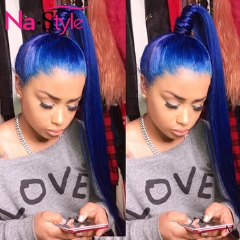 

Blue Lace Front Wig PrePlucked With Baby Hair Colored Human Hair Wigs For Black Women 13x6 Straight Lace Wig Humain Hair 130Remy