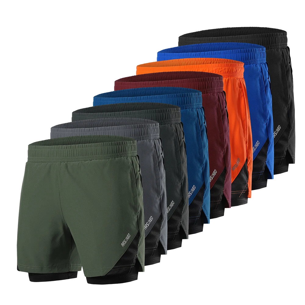 ARSUXEO Men's Running Shorts 2 in 1 with Multi-Pocket Fitness Training Exercise Jogging Workout Gym Sports Pants B208 6