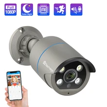 Techage h.265 1080p 48v poe ip câmera bidirecional áudio ai humano detectado 2mp ip câmera onvif cctv impermeável vídeo vigilância poe
